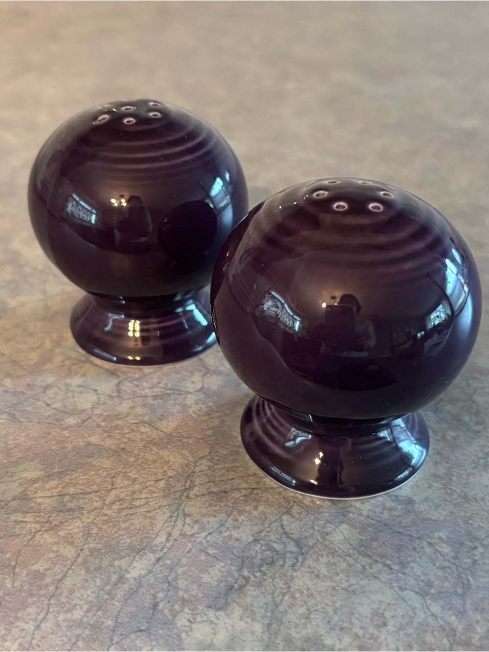 Fiestaware Mulberry Salt and Pepper Shakers - pair- Fiesta Purple Ball Shakers